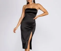 Windsor. Robin Formal Satin Midi Dress -Formal Dresses Online Shop 05001 0236 5
