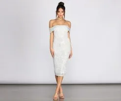 Windsor. Desi Sequin Off Shoulder Midi Dress -Formal Dresses Online Shop 05001 0282 4 9ffcf9d2 7759 4491 8833 e60d50ba65c3