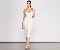 Windsor. Genna Sequin Patterned Midi Dress