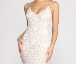 Windsor. Genna Sequin Patterned Midi Dress -Formal Dresses Online Shop 05001 0309 4