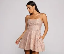Windsor. Angela Glitter Lace Party Dress