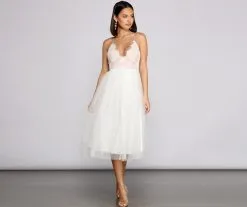 Windsor. Olivia Eyelash Lace Tulle Party Dress