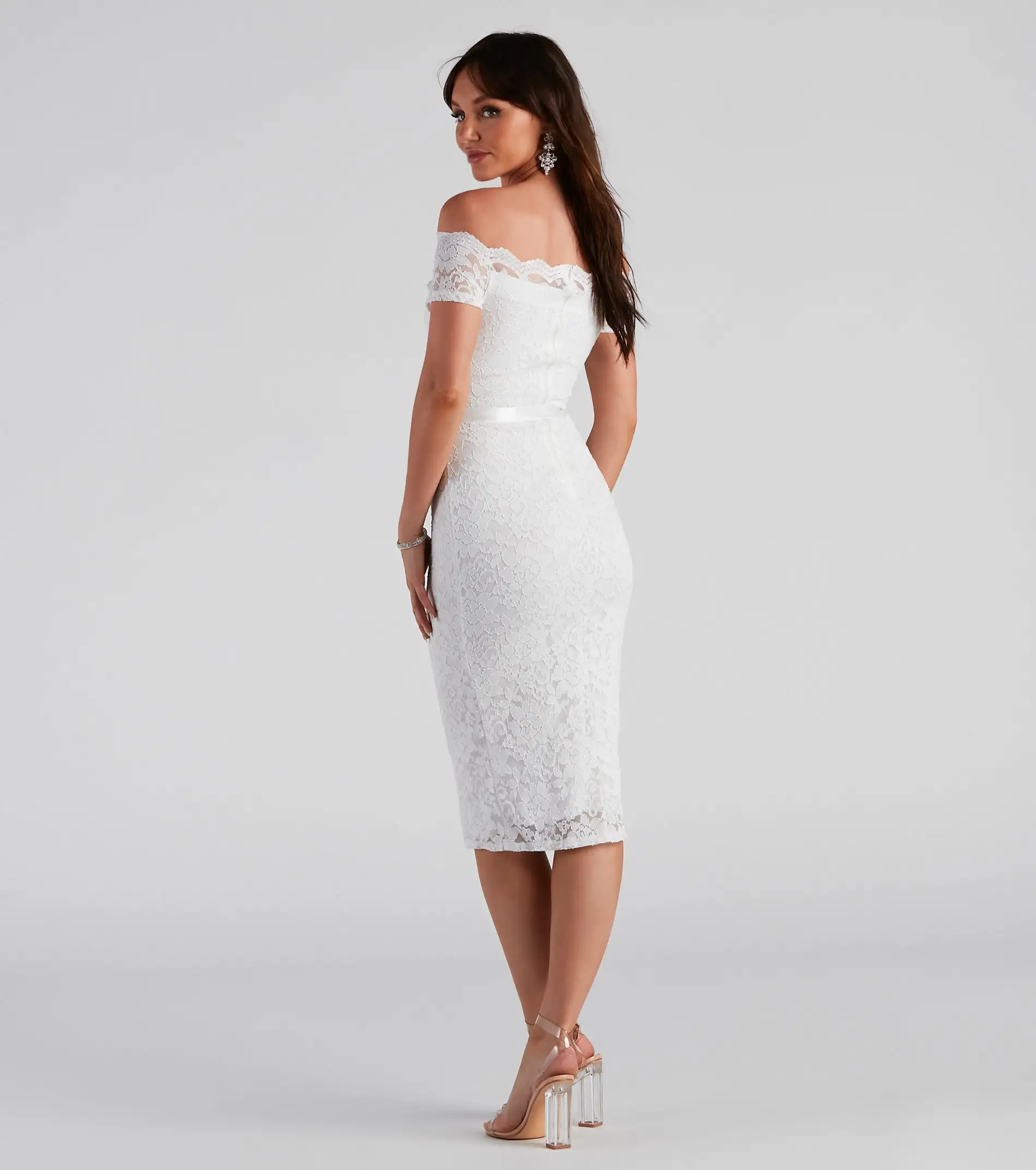 Windsor. Paige Formal Off-The-Shoulder Scalloped Lace Dress 5 Windsor. Paige Formal Off-The-Shoulder Scalloped Lace Dress - Image 3