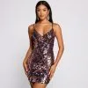 Windsor. Stella Formal Sequin Scroll Print Mini Dress -Formal Dresses Online Shop 05001 0494 1