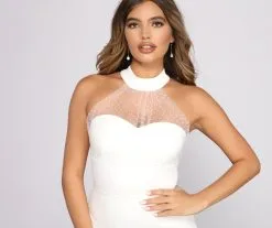 Windsor. Meghan High Neck Crepe Mini Dress -Formal Dresses Online Shop 05001 0497 3