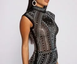 Windsor. Vicky Heat Stone Mesh Mini Dress -Formal Dresses Online Shop 05001 0514 3