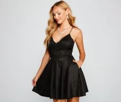 Windsor. Erina Formal Woven Glitter And Lace Dress -Formal Dresses Online Shop 05001 0570 4