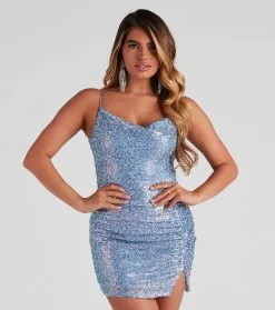 Windsor. Sarah Sequin Mesh Mini Dress