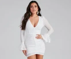 Windsor. Paola Feather Trim Sequin Bodycon Dress
