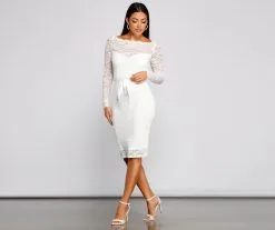 Windsor. Keely Lace Sweetheart Midi Dress