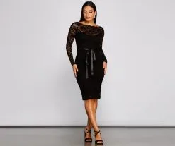 Windsor. Keely Lace Sweetheart Midi Dress -Formal Dresses Online Shop 05001 0779 1 1