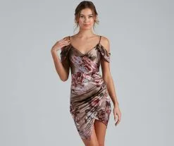 Windsor. Peyton Satin Floral Asymmetric Mini Dress -Formal Dresses Online Shop 05001 0789 1