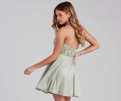 Windsor. Erina Formal Woven Glitter And Lace Dress -Formal Dresses Online Shop 05001 0946 2