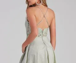 Windsor. Erina Formal Woven Glitter And Lace Dress -Formal Dresses Online Shop 05001 0946 3