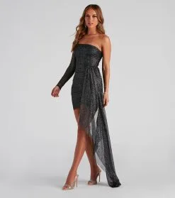 Windsor. Scarlet Formal Glitter Drape Dress -Formal Dresses Online Shop 05001 0977 2