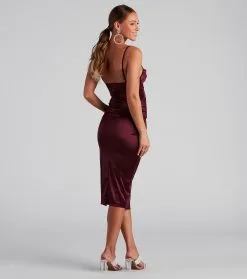 Windsor. Adisson Formal Satin Heat Stone Midi Dress -Formal Dresses Online Shop 05001 0983 3