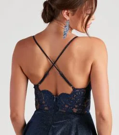 Windsor. Erina Formal Woven Glitter And Lace Dress -Formal Dresses Online Shop 05001 1155 4