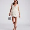 Windsor. Devon Ruffled Tulle V-Neck Party Dress