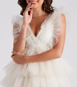 Windsor. Devon Ruffled Tulle V-Neck Party Dress 9 Windsor. Devon Ruffled Tulle V-Neck Party Dress -Formal Dresses Online Shop 05001 1261 4