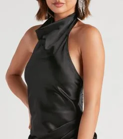 Windsor. Caroline Halter Neck Satin Mini Dress -Formal Dresses Online Shop 05001 1319 4 105389d2 d0e6 45d0 8d54 f242f874ef9a