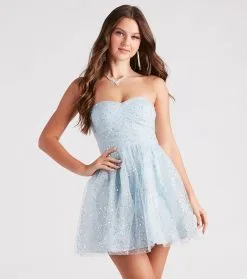 Windsor. Esmeralda Tulle Sequin Strapless Party Dress