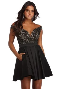 Windsor. Hayley Lace Taffeta Dress