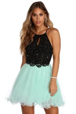 Windsor. Norah Formal Rhinestone Tulle Dress