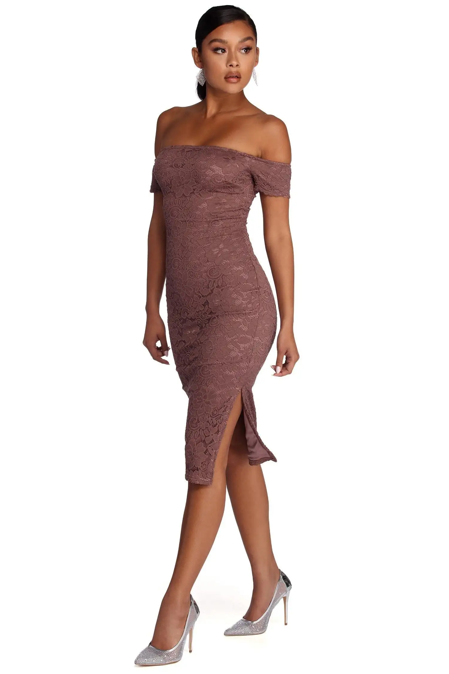 Windsor. Leslie High Slit Midi Lace Dress 3 Windsor. Leslie High Slit Midi Lace Dress