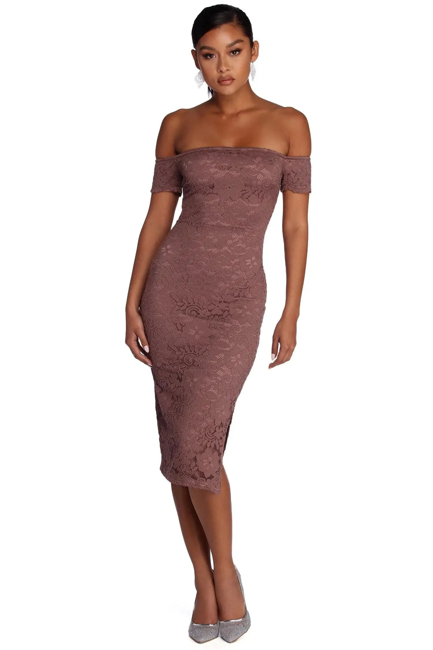 Windsor. Leslie High Slit Midi Lace Dress 4 Windsor. Leslie High Slit Midi Lace Dress - Image 2