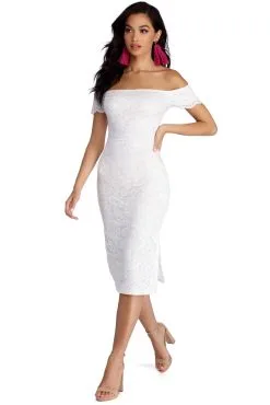 Windsor. Leslie High Slit Midi Lace Dress 14 Windsor. Leslie High Slit Midi Lace Dress -Formal Dresses Online Shop 05001 4092 1