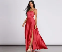 Windsor. Hallie Formal Satin Lattice Dress 8 Windsor. Hallie Formal Satin Lattice Dress -Formal Dresses Online Shop 05002 0077 3