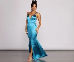 Windsor. Raelynn Satin Cross Strap Dress -Formal Dresses Online Shop 05002 0115 2