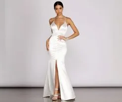 Windsor. Raelynn Satin Cross Strap Dress