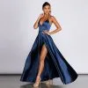 Windsor. Ellie Formal Satin High Slit Dress