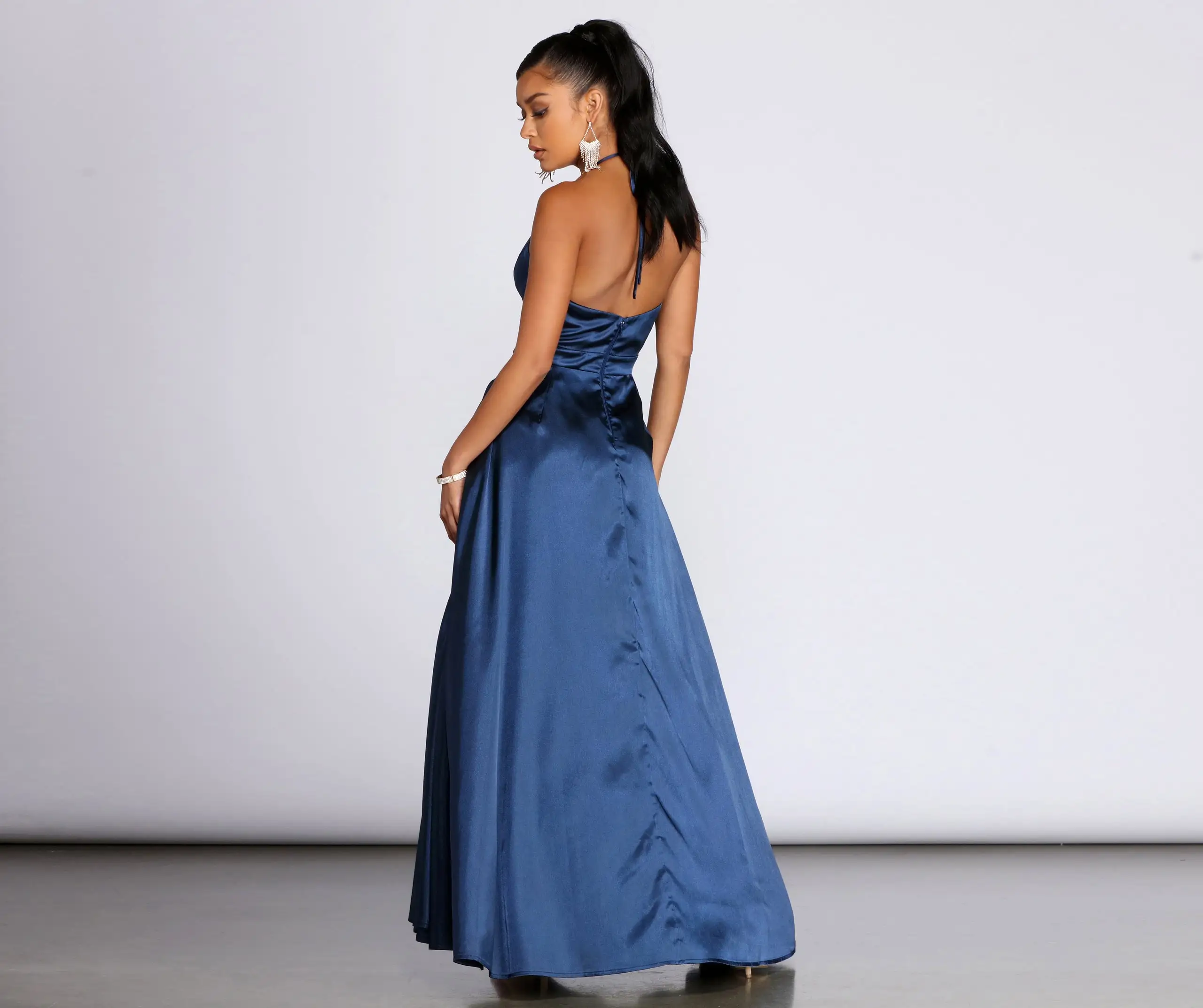 Windsor. Ellie Formal Satin High Slit Dress 6 Windsor. Ellie Formal Satin High Slit Dress - Image 4