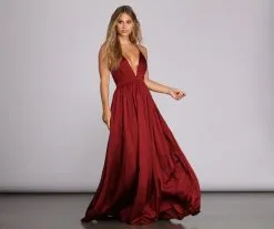Windsor. PLACEHOLDER - Nerissa Pleated Satin Gown