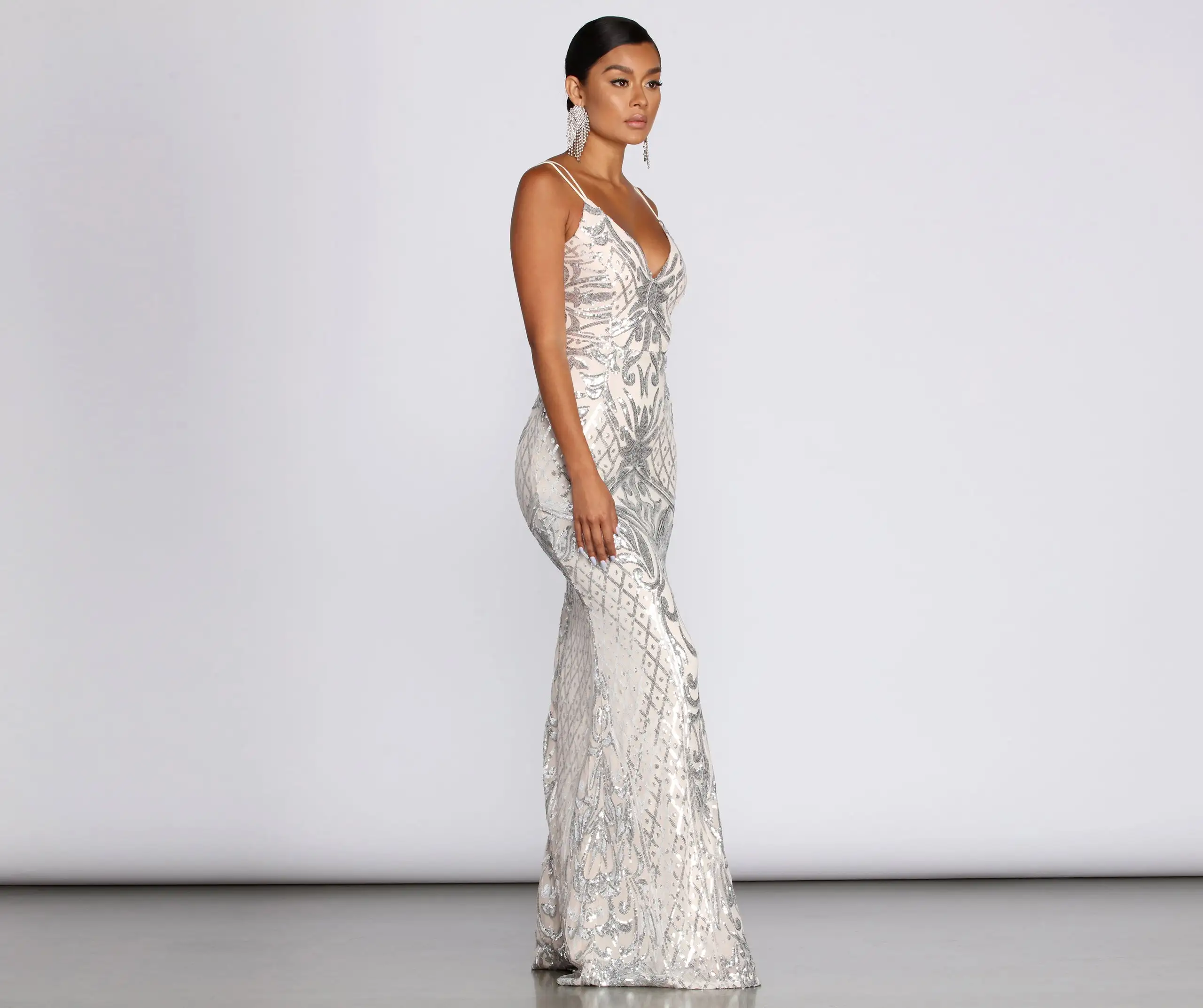 Windsor. Ginger Sequin Mesh Strappy Gown 4 Windsor. Ginger Sequin Mesh Strappy Gown - Image 2