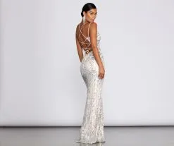 Windsor. Ginger Sequin Mesh Strappy Gown 8 Windsor. Ginger Sequin Mesh Strappy Gown -Formal Dresses Online Shop 05002 0191 3