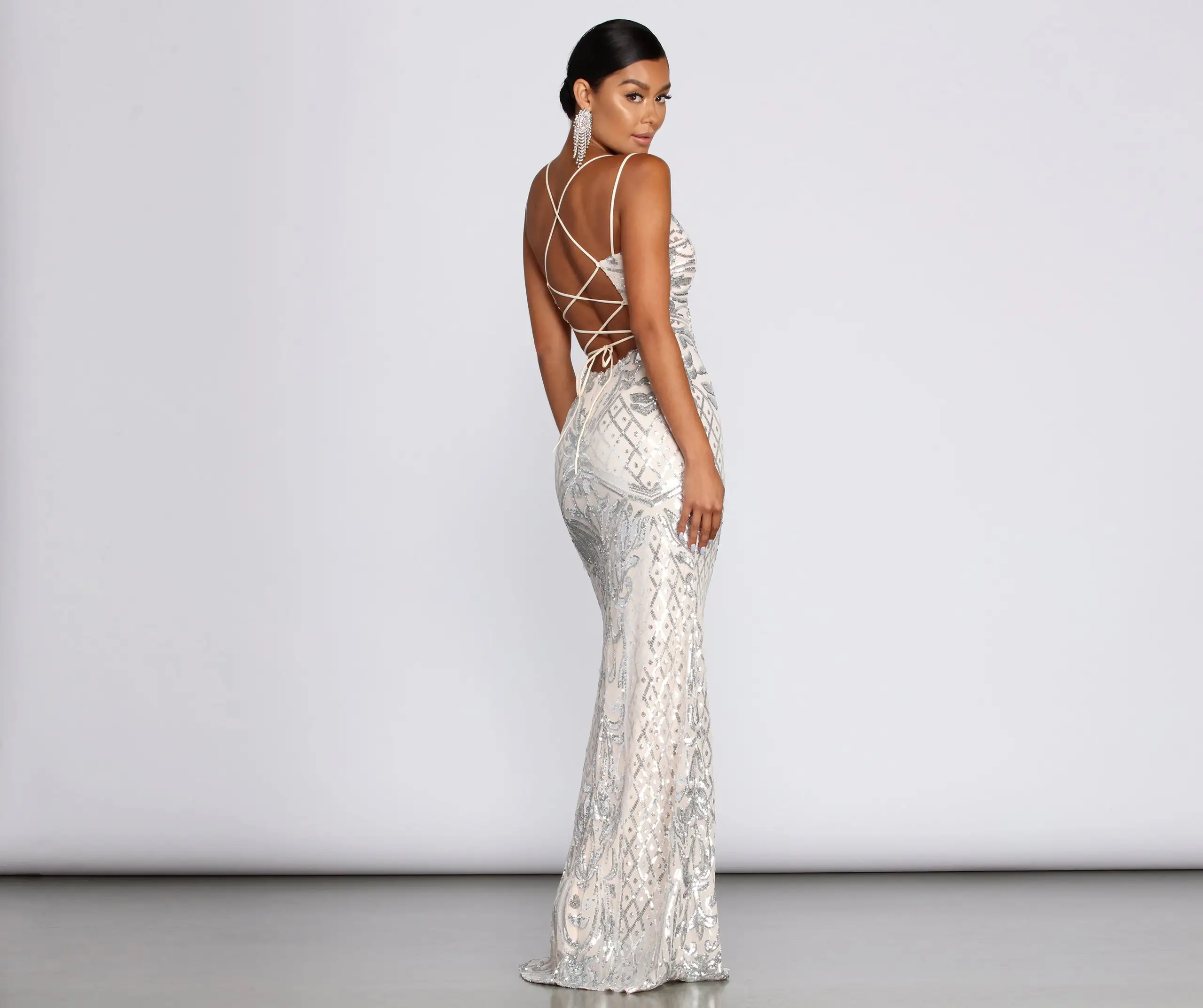 Windsor. Ginger Sequin Mesh Strappy Gown 5 Windsor. Ginger Sequin Mesh Strappy Gown - Image 3