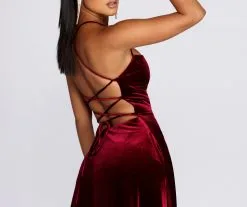 Windsor. Dakota Velvet Lace Up Evening Gown -Formal Dresses Online Shop 05002 0210 4 18d76563 750d 4d4f 9d55 67d25aa33ad9