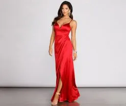 Windsor. Nori Formal Plunging Satin Dress -Formal Dresses Online Shop 05002 0237 4 41d2a880 532b 4909 a6ca f73d83bdef09