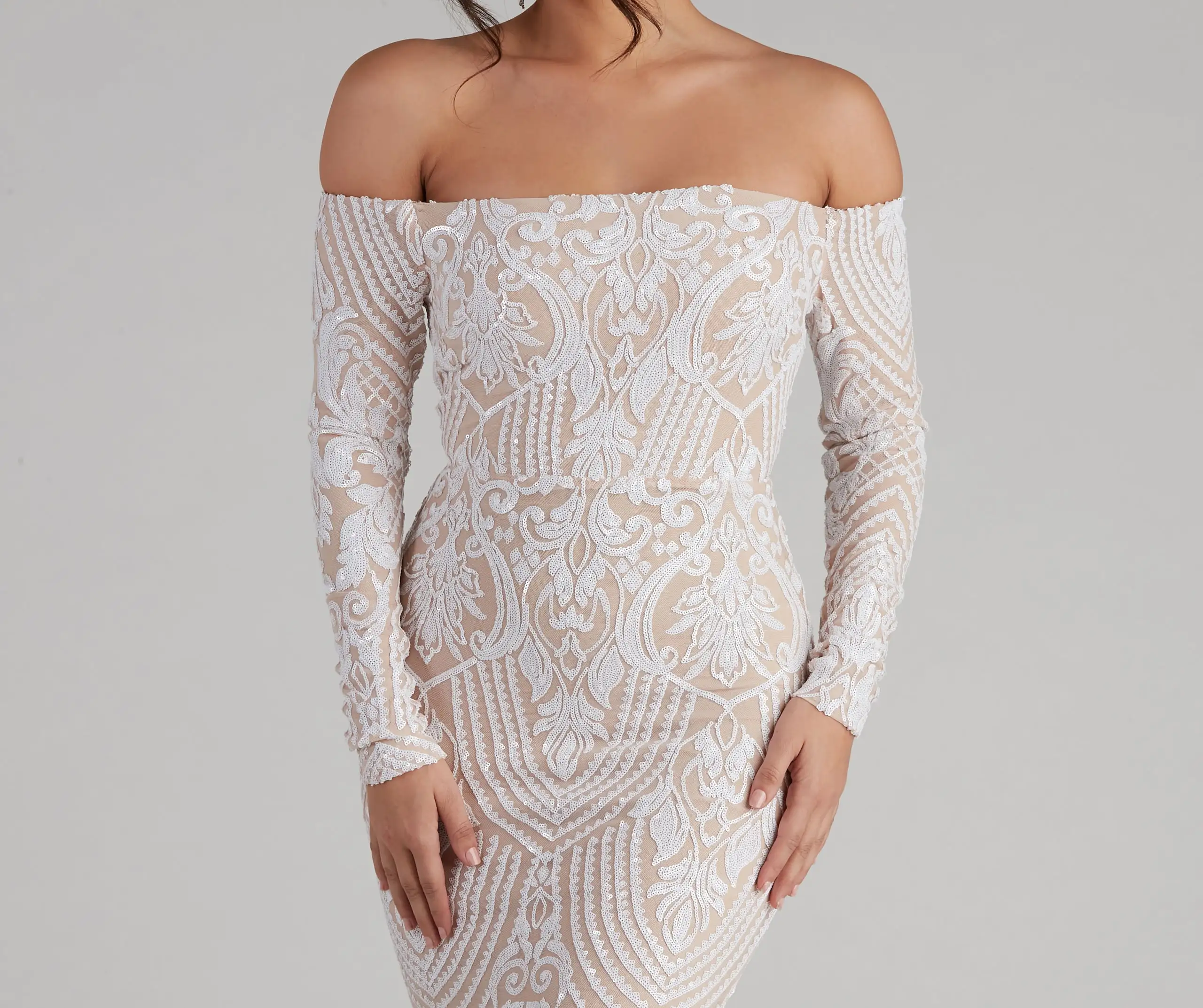Windsor. Sierra Sequin Off The Shoulder Formal Dress 5 Windsor. Sierra Sequin Off The Shoulder Formal Dress - Image 3