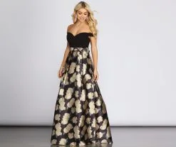 Windsor. Maude Floral Woven Satin Gown