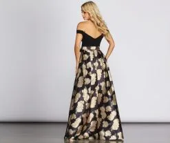 Windsor. Maude Floral Woven Satin Gown -Formal Dresses Online Shop 05002 0298 3