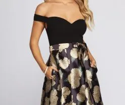 Windsor. Maude Floral Woven Satin Gown -Formal Dresses Online Shop 05002 0298 4