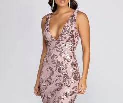 Windsor. Paisley Formal Sequin Leaf Dress -Formal Dresses Online Shop 05002 0303 4