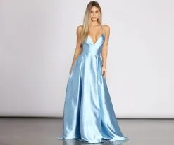 Windsor. Cate Satin Cross Back Dress