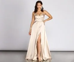 Windsor. Kristen Satin A-Line Evening Gown