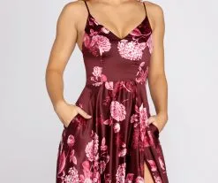 Windsor. Lhea Satin Floral A-Line Dress -Formal Dresses Online Shop 05002 0414 3