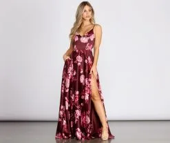 Windsor. Lhea Satin Floral A-Line Dress -Formal Dresses Online Shop 05002 0414 4